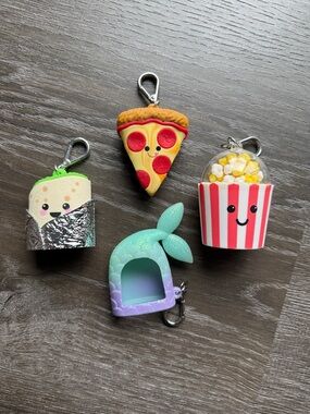 B&BW Hand Sanitizer Keychain Charms - Pizza, Popcorn, Burrito, Mermaid